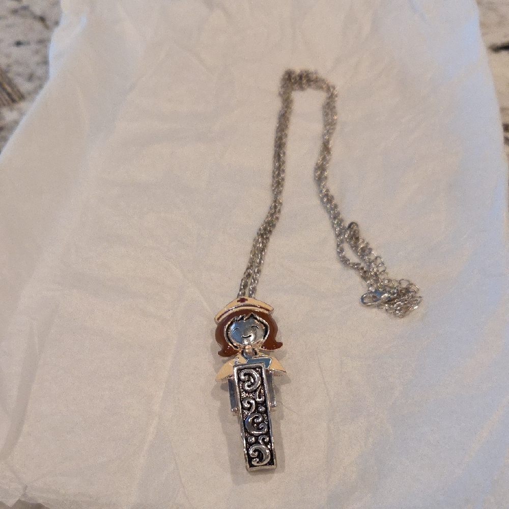 Nurses Silver Badge Holder/necklace
